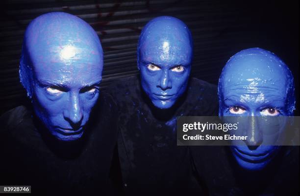 The Blue Man Group makes an appearance at the nightspot The Palladium, 1994. New York.