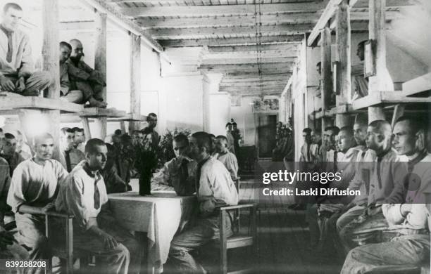 Prisoners of the Vorkuta Gulag - one of the major Soviet labor camps, Russia, Komi Republic, 1945.