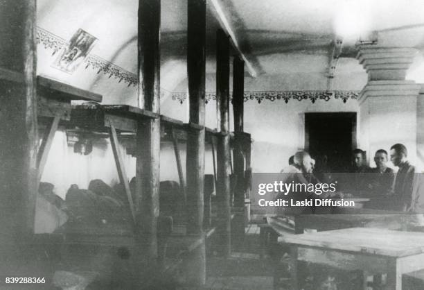 Prisoners in their shack in the Vorkuta Gulag , one of the major Soviet labor camps, Russia, Komi Republic, 1945.