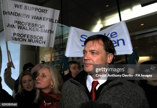 Research doctor Andrew Wakefield makes a statement at the General Medical Council headquarters in London.