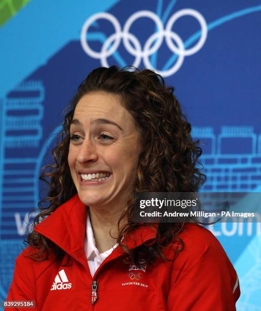 Great Britain's Amy Williams during a press conference at the Whistler Media Centre, Whistler, Canada.