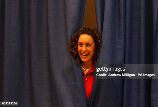 Great Britain's Amy Williams following a press conference at the Whistler Media Centre, Whistler, Canada.