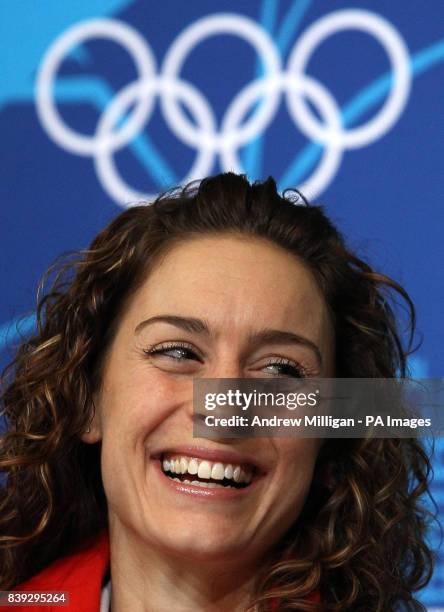 Great Britain's Amy Williams during a press conference at the Whistler Media Centre, Whistler, Canada.