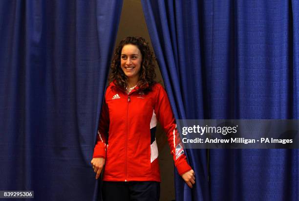 Great Britain's Amy Williams following a press conference at the Whistler Media Centre, Whistler, Canada.