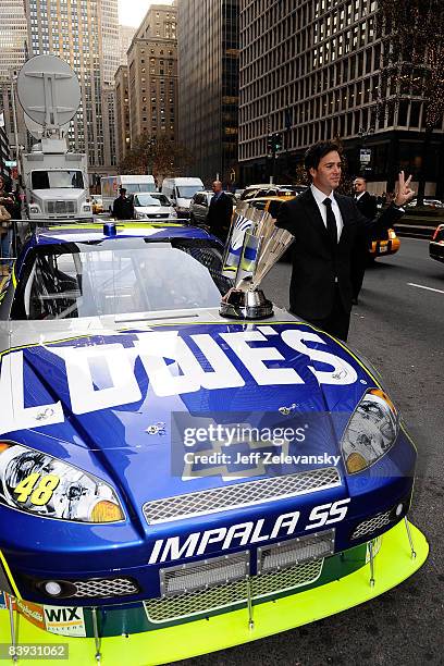 Jimmie Johnson, 2008 NASCAR Sprint Cup Champion, poses prior to the NASCAR Sprint Cup Series Awards Ceremony at The Waldorf Astoria on December 5,...