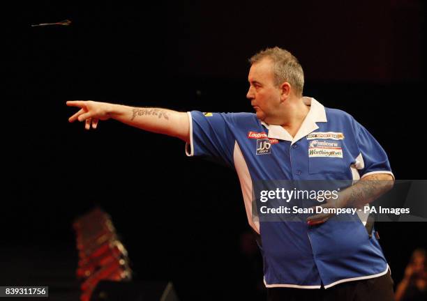 Phil Taylor during the Ladbrokes.com World Darts Championship at Alexandra Palace, London.