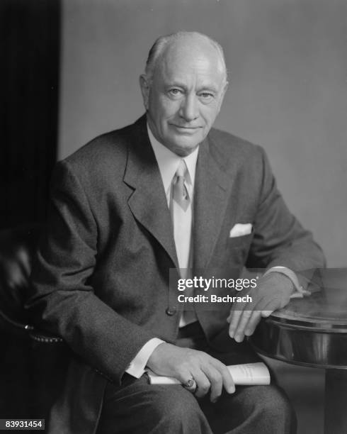 Conrad Hilton, Sr. , founder of the Hilton hotel chain. He is the great grandfather of Paris Hilton, 1952. New York.