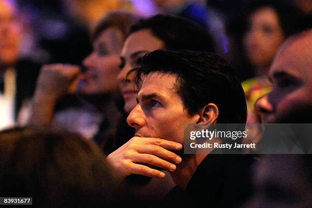 Actor Tom Cruise watches the NASCAR Sprint Cup Series Awards Ceremony at the Waldorf Astoria on December 5, 2008 in New York City.