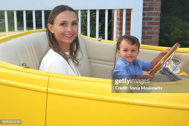 Georgina Bloomberg and her son Jasper Michael Brown Quintana attend Resident Magazine party for cover star Georgina Bloomberg on August 25, 2017 in...