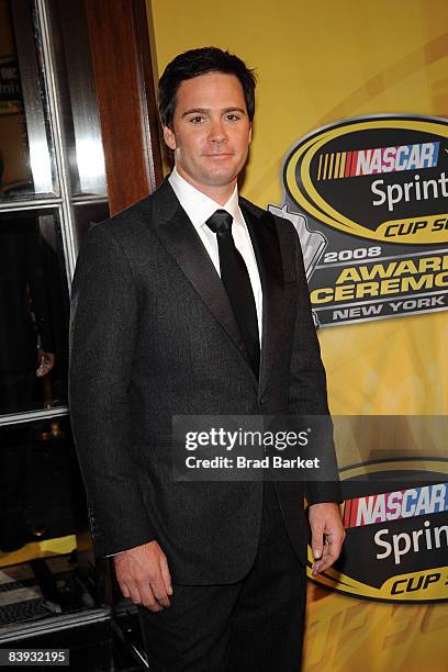 Jimmie Johnson, 2008 NASCAR Sprint Cup Champion, arrives at the NASCAR Sprint Cup Series Awards Ceremony at the Waldorf Astoria on December 5, 2008...