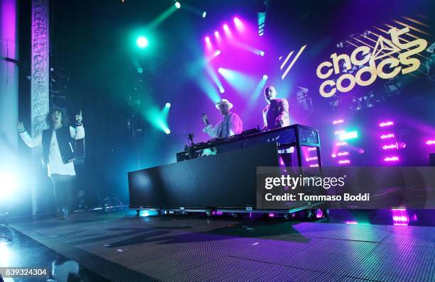 Trevor Dahl, Kevin Ford and Matthew Russell of Cheat Codes perform onstage during MTV Presents "VMA Weekend" at Avalon on August 25, 2017 in...