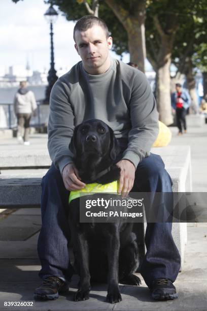 Brad Ranson 16 from Durham with his Guide Dog Lance, one of the first four people under sixteen to qualify for a Guide Dog in the UK who were united...