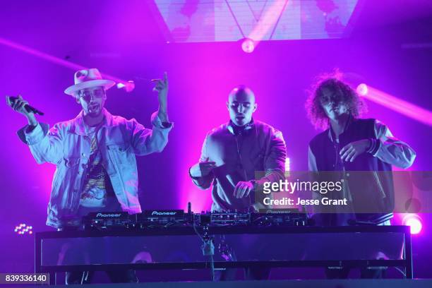 Kevin Ford, Matthew Russell and Trevor Dahl of Cheat Codes perform onstage during MTV Presents "VMA Weekend" at Avalon on August 25, 2017 in...