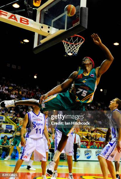 Rosell Ellis of the Crocodiles makes an unsuccessful reverse layup during the round 12 NBL match between the Townsville Crocodiles and the Sydney...