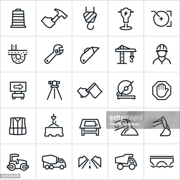 construction icons - schrottpresse stock-grafiken, -clipart, -cartoons und -symbole