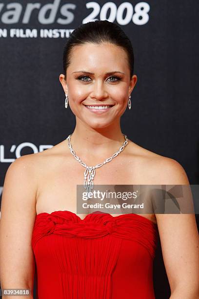 Actress Saskia Burmeister of "The Jammed" arrives at the L'Oreal Paris 2008 AFI Awards at the Princess Theatre on December 6, 2008 in Melbourne,...