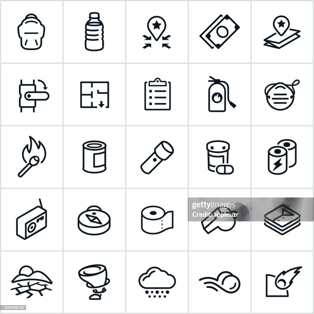 Iconos de la preparación para emergencias