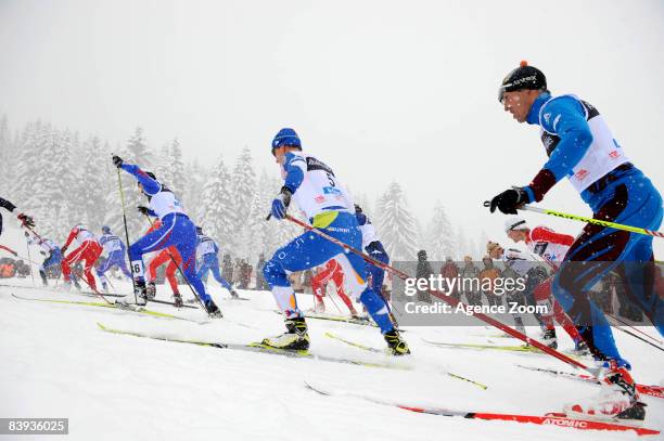 Sami Jauhojaervi of Finland takes 33th place in FIS Cross Country World Cup Men 30KM Free Mass Start on December 6, 2008 in La Clusaz,