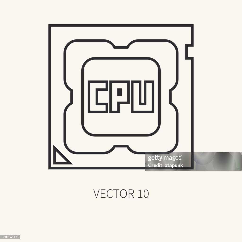 Line Flat Vector Computer Part Icon Processor Cartoon Style Digital Gaming  And Business Office Pc Desktop Device Innovation Gadget Hardware  Illustration And Element For Your Design Wallpaper High-Res Vector Graphic  - Getty