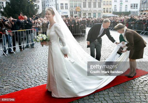 Archduchess Marie-Christine, Archduke Carl-Christian, Archduchess Gabriella and Archduchess Marie-Astrid of Austria arrive at the townhall to attend...
