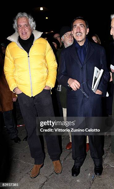 Milan Town Councillor Maurizio Cadeo and Italian Defence Minister Ignazio La Russa attend the Christmas Lights Night on December 6, 2008 in Milan,...