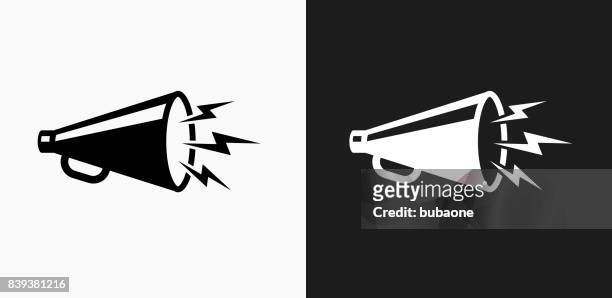 illustrazioni stock, clip art, cartoni animati e icone di tendenza di icona megafono su sfondi vettoriali in bianco e nero - megafono