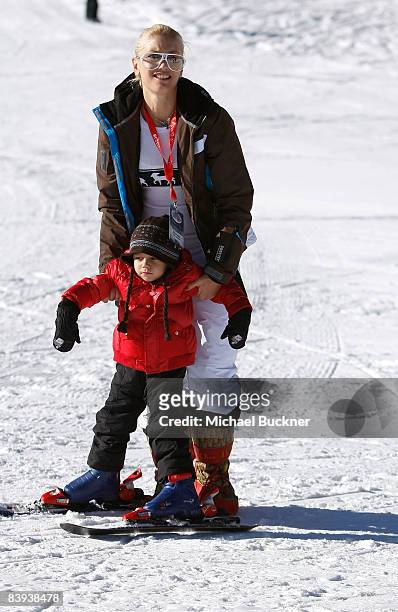 Singer Gwen Stefani and son Kingston play in the snow at Juma Entertainment's 17th Annual Deer Valley Celebrity Skifest presented by Paul Mitchell...