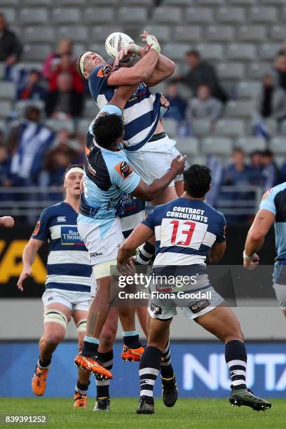 Scott Scrafton of Auckland takes the high ball during the round two Mitre 10 Cup match between Auckland and Northland at Eden Park on August 26, 2017...