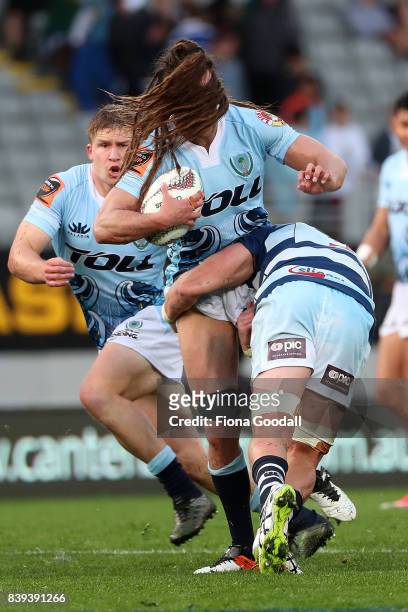 Dan Pryor of Northland loses his view during the round two Mitre 10 Cup match between Auckland and Northland at Eden Park on August 26, 2017 in...