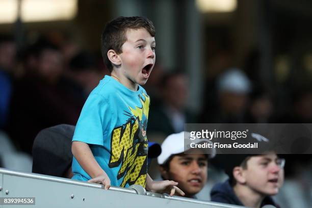 Fans during the round two Mitre 10 Cup match between Auckland and Northland at Eden Park on August 26, 2017 in Auckland, New Zealand.