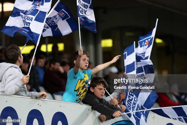 Fans during the round two Mitre 10 Cup match between Auckland and Northland at Eden Park on August 26, 2017 in Auckland, New Zealand.