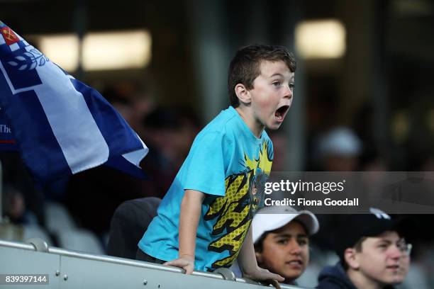 Fans during the round two Mitre 10 Cup match between Auckland and Northland at Eden Park on August 26, 2017 in Auckland, New Zealand.