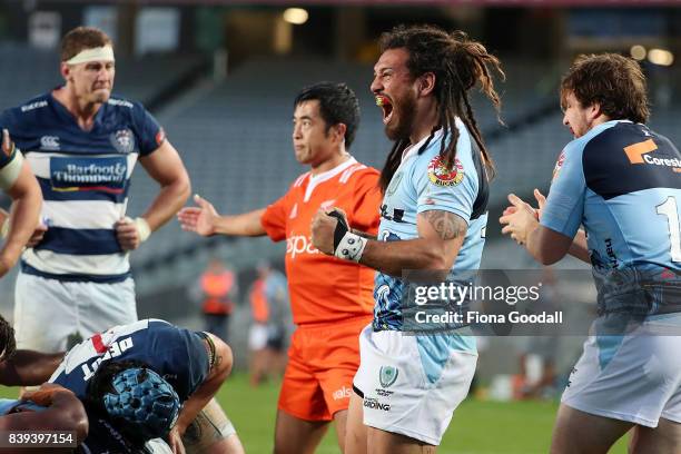 Rene Ranger of Northland reacts to winning the scrum ball during the round two Mitre 10 Cup match between Auckland and Northland at Eden Park on...