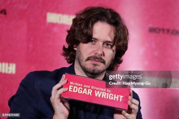 Director Edgar Wright attends at the 'Baby Driver' press conference at COEX Megabox on August 25, 2017 in Seoul, South Korea. The film will open on...