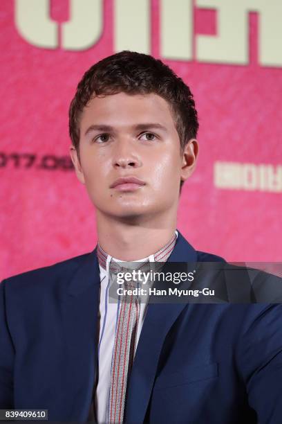 Ansel Elgort attends the 'Baby Driver' press conference at COEX Megabox on August 25, 2017 in Seoul, South Korea. The film will open on September 14,...