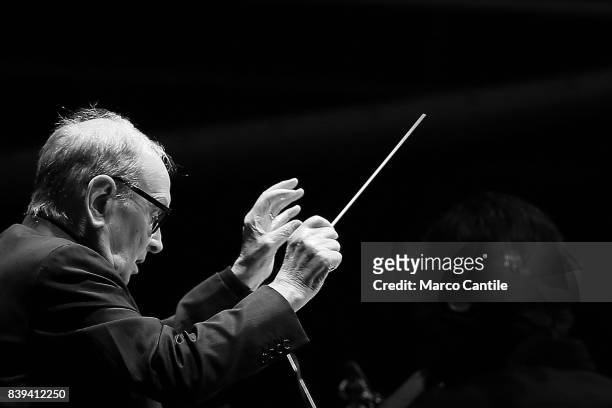 Ennio Morricone in concert, with the orchestra Roma sinfonietta, at the Royal Palace of Caserta.