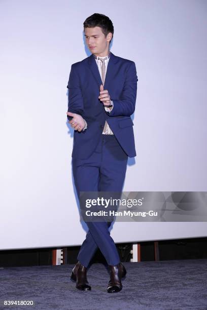 Ansel Elgort attends the 'Baby Driver' press conference at COEX Megabox on August 25, 2017 in Seoul, South Korea. The film will open on September 14,...