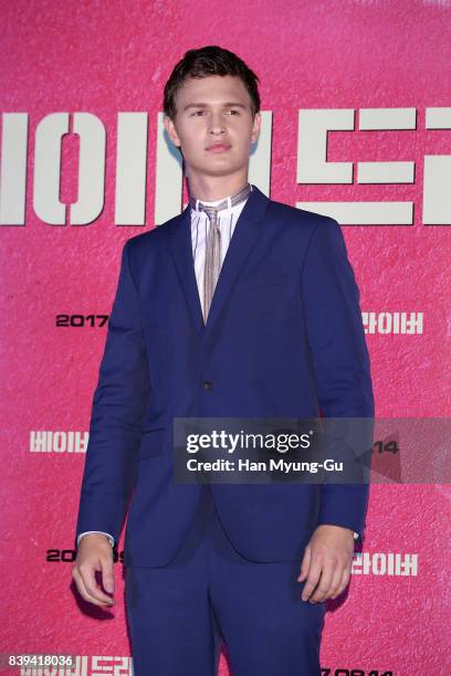 Ansel Elgort attends the 'Baby Driver' press conference at COEX Megabox on August 25, 2017 in Seoul, South Korea. The film will open on September 14,...