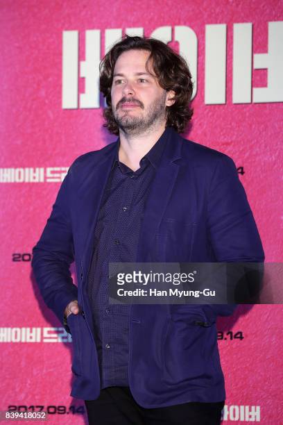 Director Edgar Wright attends at the 'Baby Driver' press conference at COEX Megabox on August 25, 2017 in Seoul, South Korea. The film will open on...