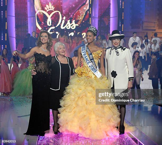 Miss Albigeois Midi Pyrenee Chloe Mortaud is elected Miss France 2009 with Genevieve de Fontenay Miss France Committee, Sylvie Tellier Miss France...