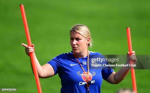 Emma Hayes of Chelsea during training on August 26, 2017 in Schladming, Austria.