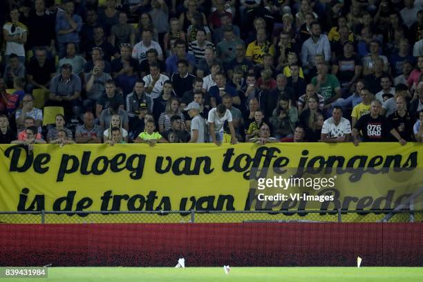 Banner De ploeg van toffe jongens is de trots van heel Breda during the Dutch Eredivisie match between NAC Breda and Sparta Rotterdam at the Rat...