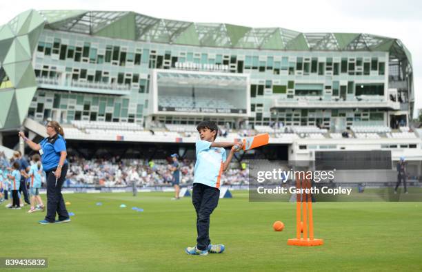 Children take part in All Stars cricket during day one of the 2nd Investec Test between England and the West Indies at Headingley on August 25, 2017...