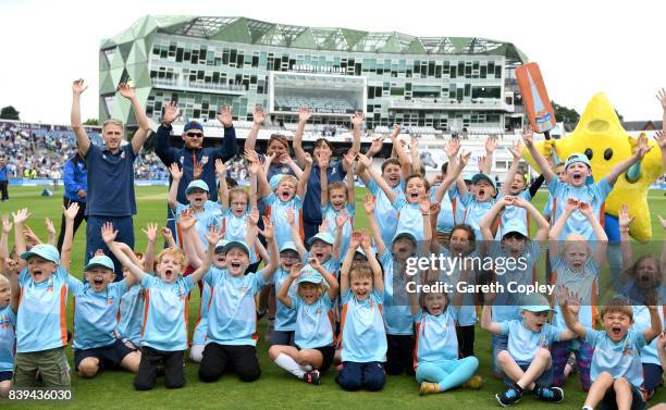 Children take part in All Stars cricket during day one of the 2nd Investec Test between England and the West Indies at Headingley on August 25, 2017...