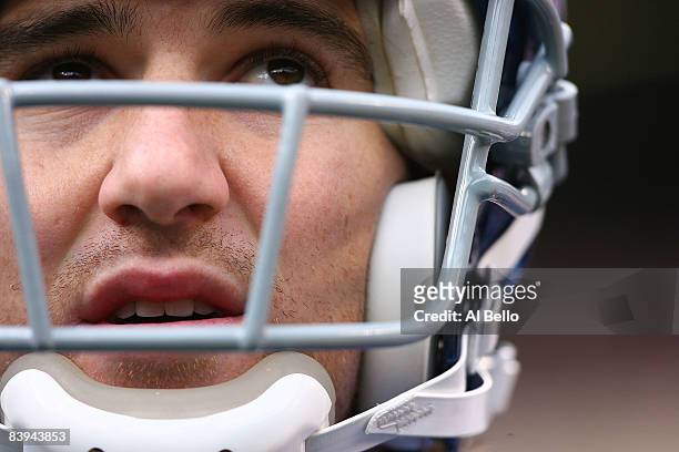 Eli Manning the New York Giants looks on against the Philadelphia Eagles on December 7, 2008 at Giants Stadium in East Rutherford, New Jersey.