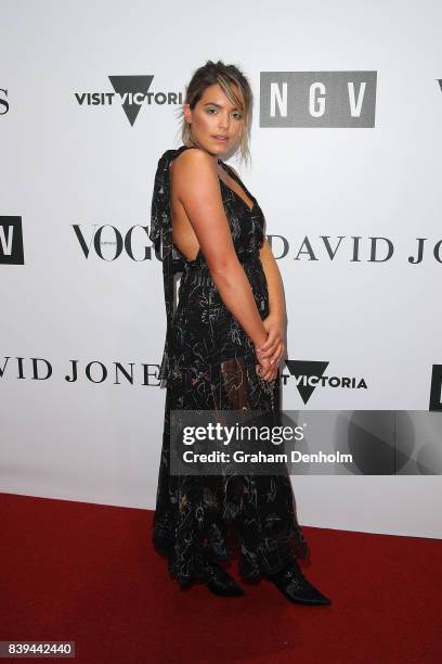 Olympia Valance arrives ahead of the NGV Gala at NGV International on August 26, 2017 in Melbourne, Australia.