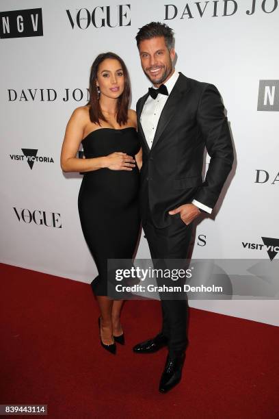 Sam Wood and Snezana Markoski arrive ahead of the NGV Gala at NGV International on August 26, 2017 in Melbourne, Australia.