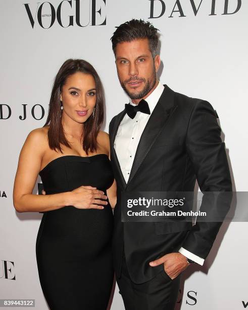 Sam Wood and Snezana Markoski arrive ahead of the NGV Gala at NGV International on August 26, 2017 in Melbourne, Australia.