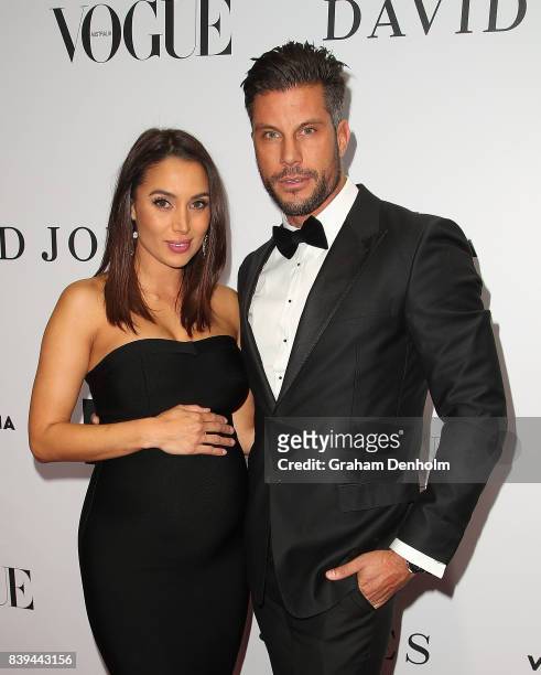 Sam Wood and Snezana Markoski arrive ahead of the NGV Gala at NGV International on August 26, 2017 in Melbourne, Australia.