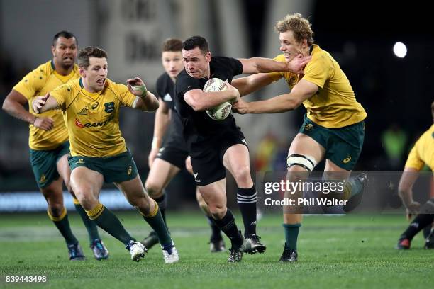 Ryan Crotty of the All Blacks makes a break during The Rugby Championship Bledisloe Cup match between the New Zealand All Blacks and the Australia...